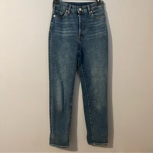 H&M denim women's mom jeans ultra high waist button fly medium blue wash size 2